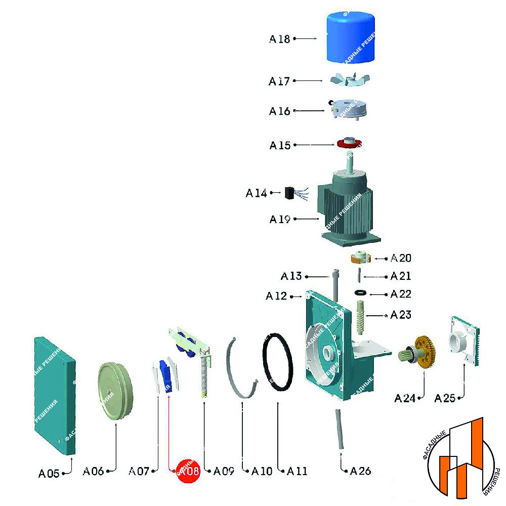 Направляющая троса металлическая А08-1 – люлька строительная ZLP 630 - вид на общем плане